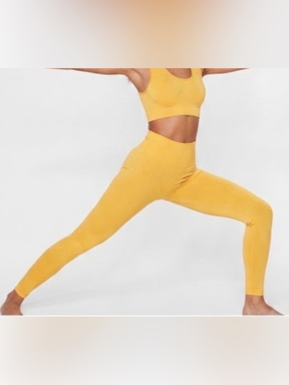 NASTY GAL We Couldn’t Care Seamless Ribbed Workout Leggings Yellow Size 8